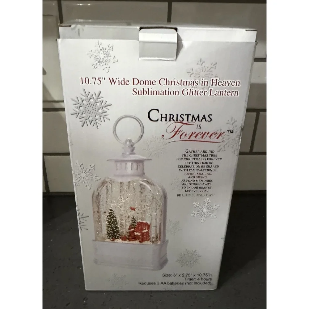 NEW White Lighted Water SNow Globe Lantern Cardinals LED Christmas Holiday Decor